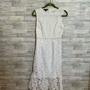 Eilly Bazar White Floral Eyelet Lace Cottagecore‎ Boho Chic Posh Dress Sz-Medium